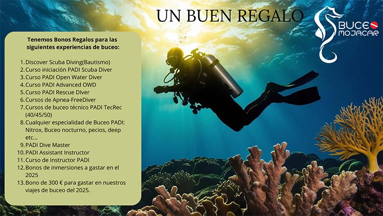 Bonos regalos de experiencia en Buceo Mojácar